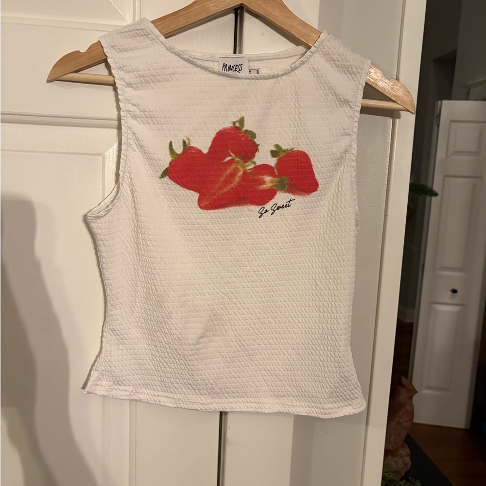 Princess Polly White Sleeveless Strawberry Graphic Tank